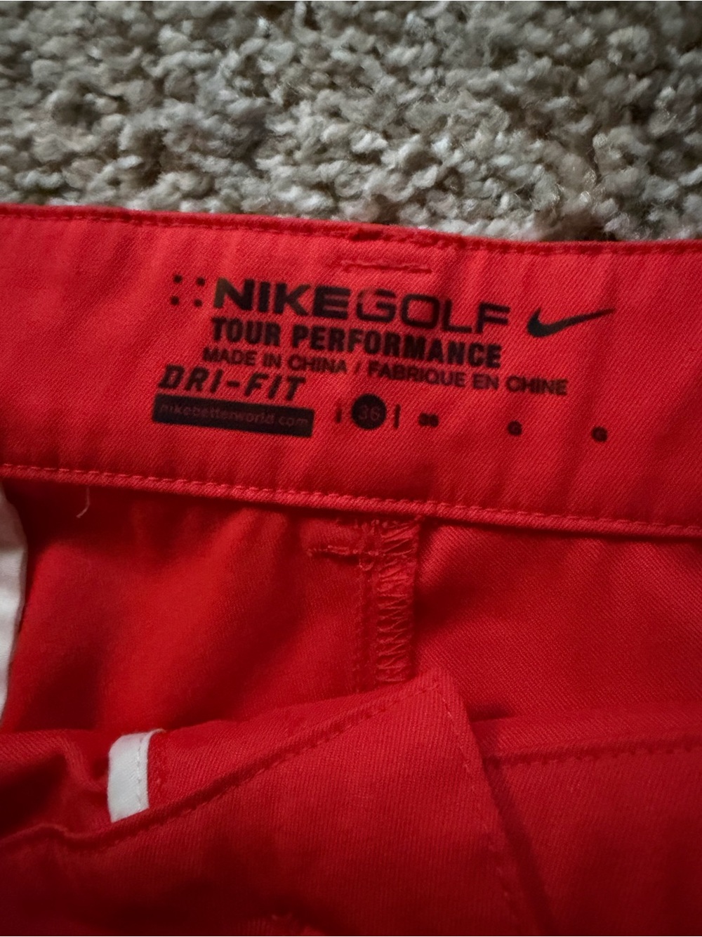 Nike Golf Tour Performance Dri-Fit shorts in Red Orange Mens Size 36 W - Picture 4 of 6